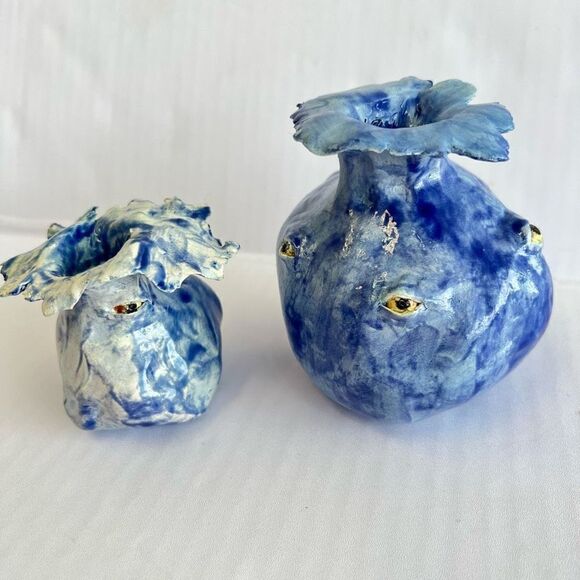 Hand Made Eyeball Eyes Folk Art Ceramic Pottery Vase OOAK Artisan Folk Oddity Sm - Picture 1 of 9